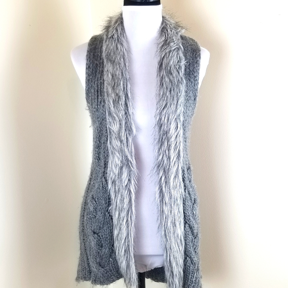 Dressbarn Knit Fur Sweater Vest